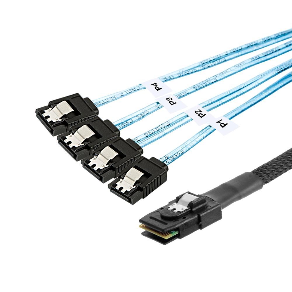 Mini SAS SFF-8087 to 4 SATA Hard Disk Cable Server Data Cable with 12Gbps Transmission Rate 22.5Gbit/s Bandwidth 1M