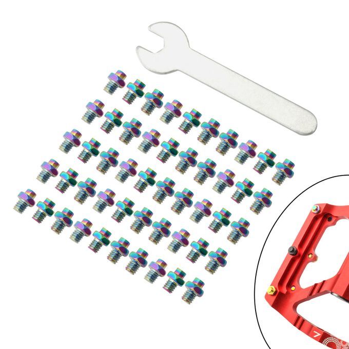 50 Pieces Stainless Steel Bike Pedal Screws Fixed Studs Anti Colorful