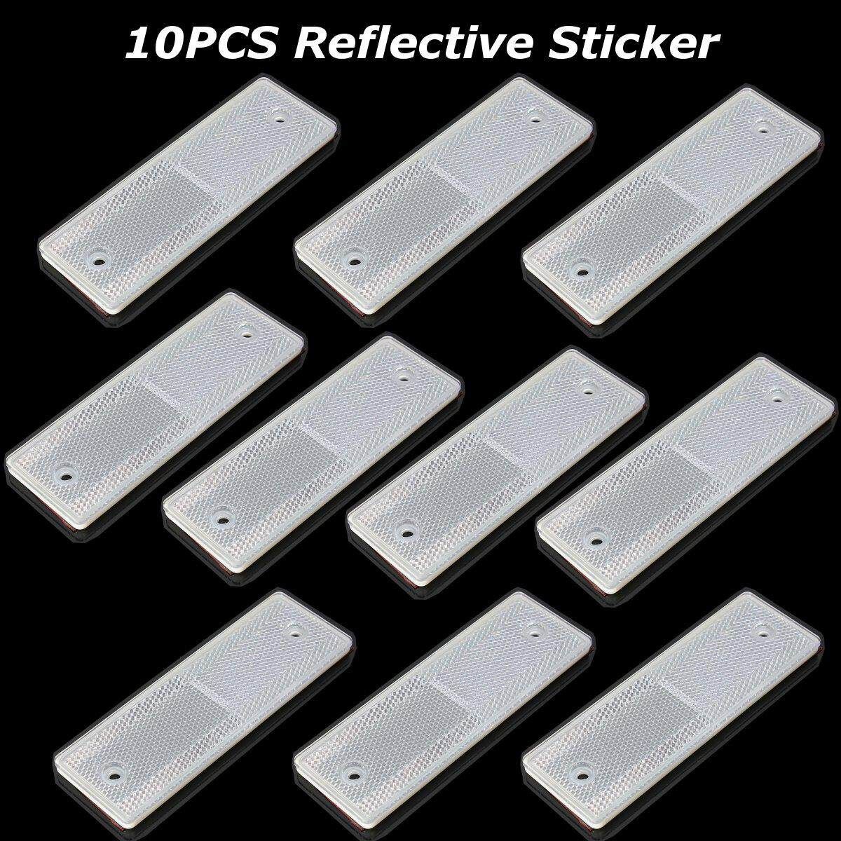 10pcs White Rectangular Approved Reflectors Trailer Caravan