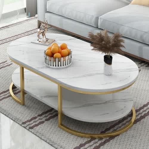 Modern Oval Coffee Table - White