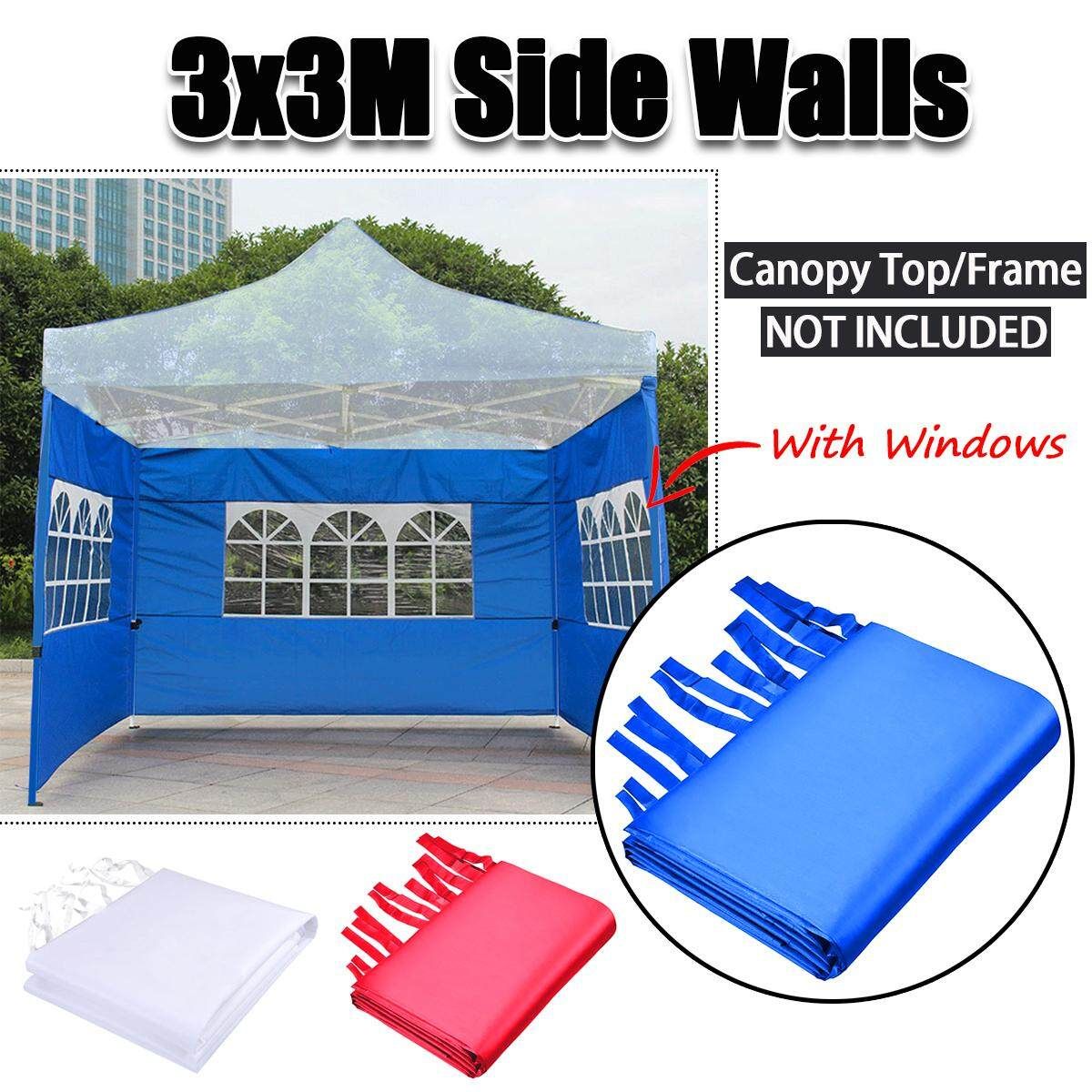 Gazebo Marquee Party Tent Side Wall Window Waterproof Garden Outdoor Canopy 3x3m Red