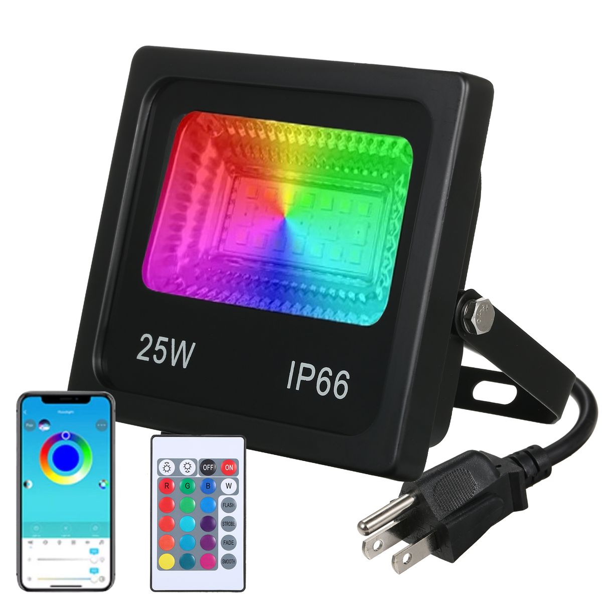 A C85-265V 25W RGBCW 56LEDs Flood Light Outdoor Lamp IP66