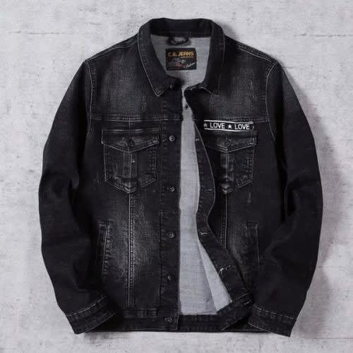 Mens Knitted Sleeve Denim Jacket