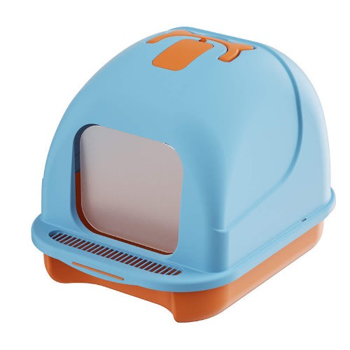 TD Sturdy Cat Litter Box - Blue/Orange