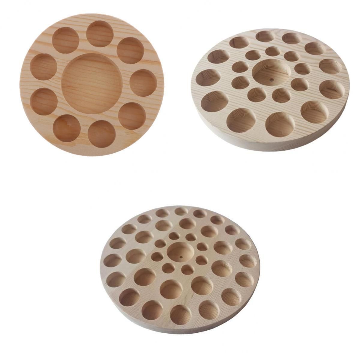 3Set Round Wood Rack Organizer Essential Oil Holder Bottle