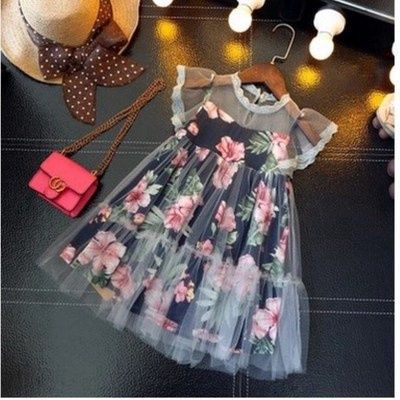 Girls Summer Lace Floral Stitching Fantasy Princess Dress