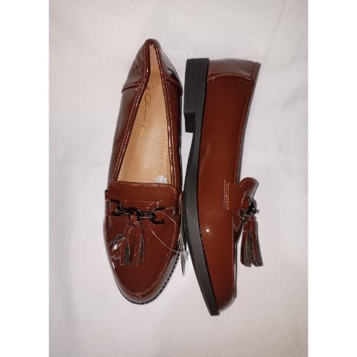 Tassel Patent Leather Female Office Loafer-brown