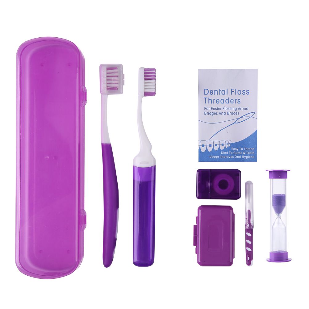 8 Piece Portable Orthodontic Oral Care Kit For Braces-Purple