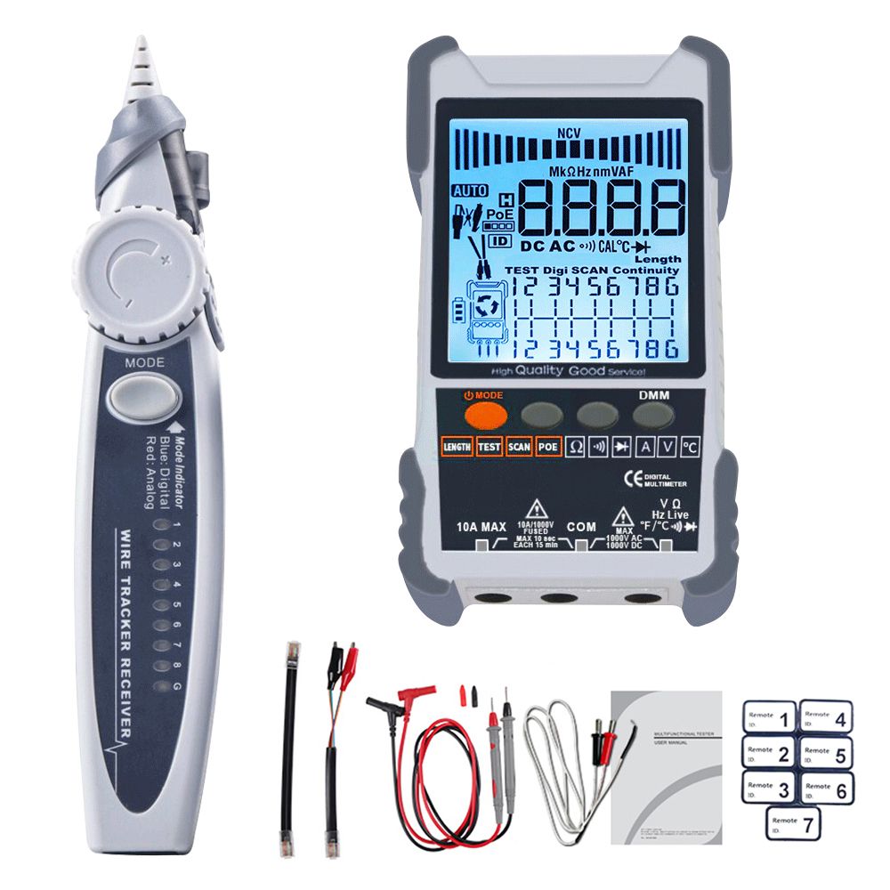 Handheld Portable 2In1 Network Cable Tester Multimeter Lcd