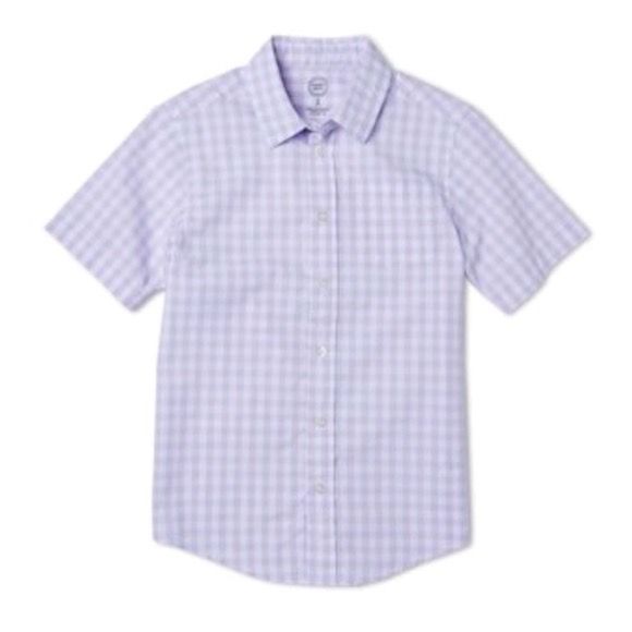 Boys Gingham Lilac Shirt