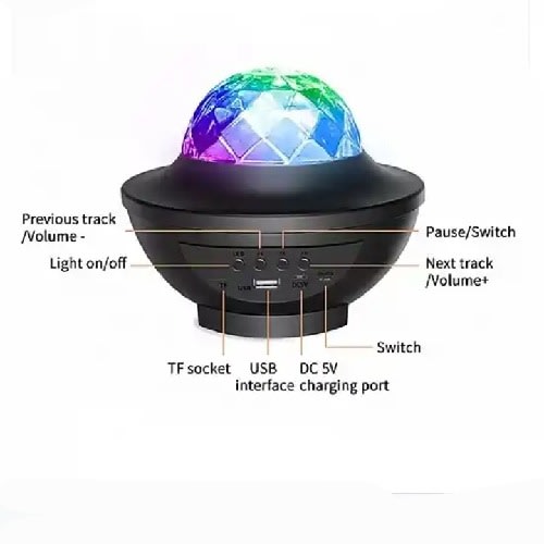 Bluetooth Music Projector Disco Light - Led Xy - Black