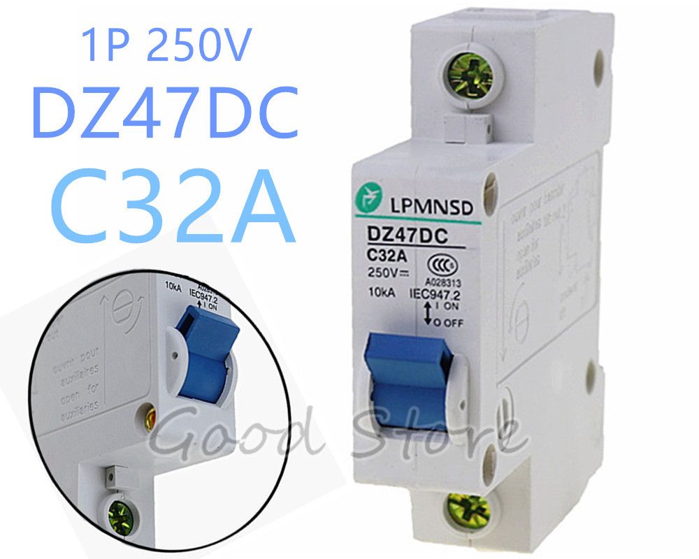 1P 32A 250V DZ47 DC Circuit Breaker MCB 1 Poles