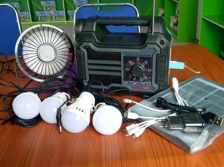 24hours Solar Portable Music Woofer, Solar Kit With 4 Bulbs,Solar Panel(BT,FM,TF & MP3) For Home & Office