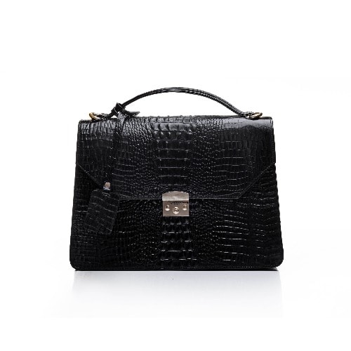 Detail Africa Croc Skin Fome Briefcase - Black