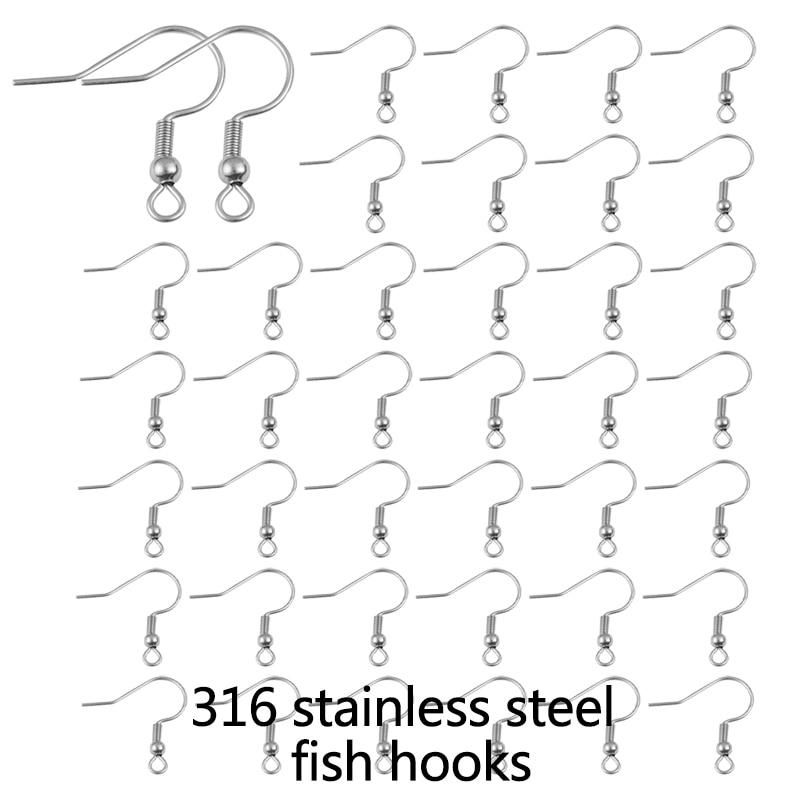 200pcs 316 Surgical Stainless Steel Earring Clasps Fish Hook Dangler DIY Drop Earring Base Findings For Jewelry Making Supplies