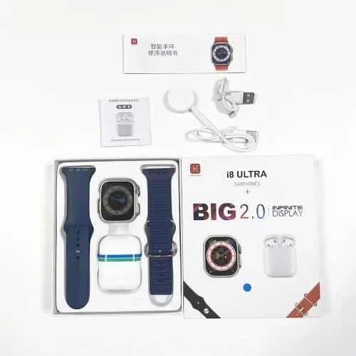 I8 Ultra Series 8 Smart Watch - Two Strap Tws Bluetooth Earphone 45mm 49mm