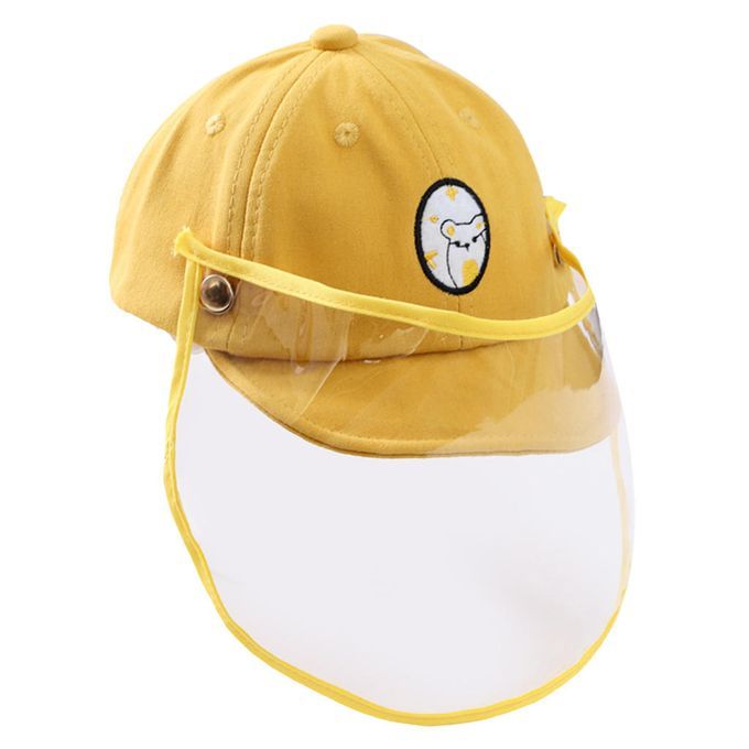 Cartoon Cute Protection Hat Cap With Face Shield For Kids Yellow