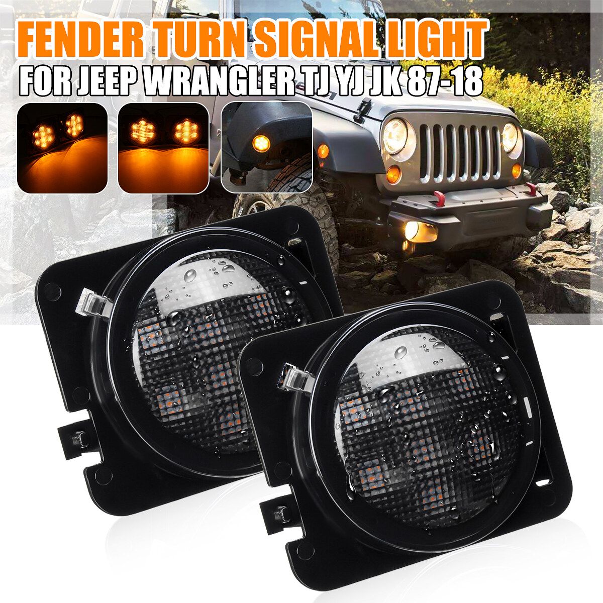 2 X Turn Signal Fender Parking LED Lights For Jeep TJ YJ JK JL