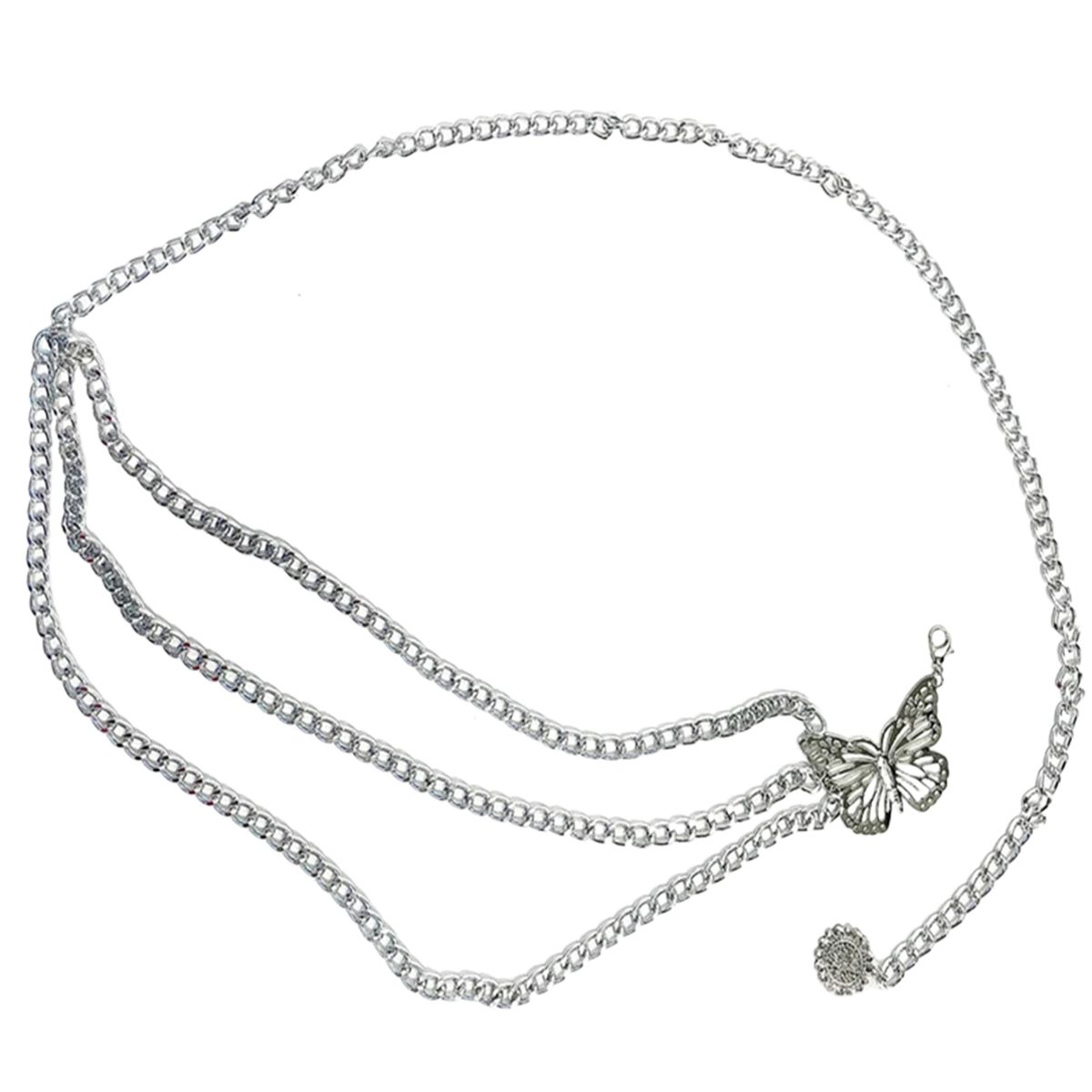 Belly Chain Metal Butterfly Waist Chain Silver