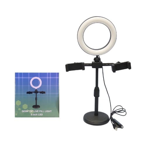 3 Light Mode Desktop Adjustable Ring Light - 6"