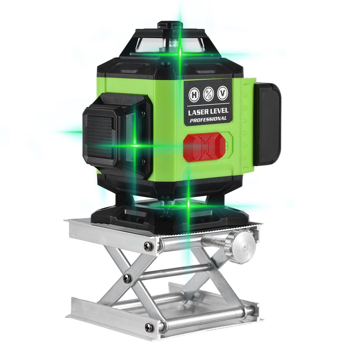 Laser Level Meter Multifunctional 4*360&deg; 16 Lines Laser Level 3&deg; Self-leveling Leveling Tool Green Beam Vertical Horizontal Line IP54 Waterproof Outdoor Portable with Carrying Bag Remote Control Detachable Lithium Battery for Picture Hanging Tile Installa