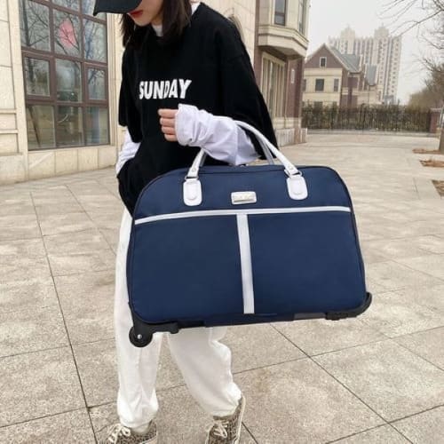 Multipurpose Foldable Trolley Travelling Bag - Large Capacity Duffel Bag-blue