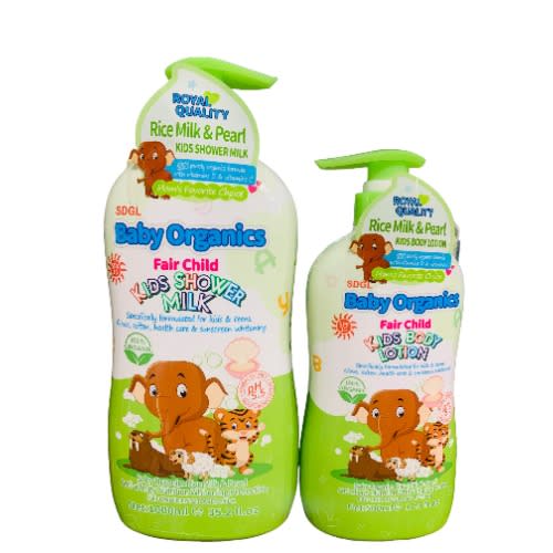 Baby Organics Fair Child Kids Lotion 1000ml  Rice Milk & Pearl 500ml
