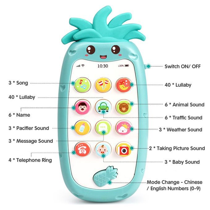 Mobile Phone Toy With Light Music & Sounds Silicone Teether