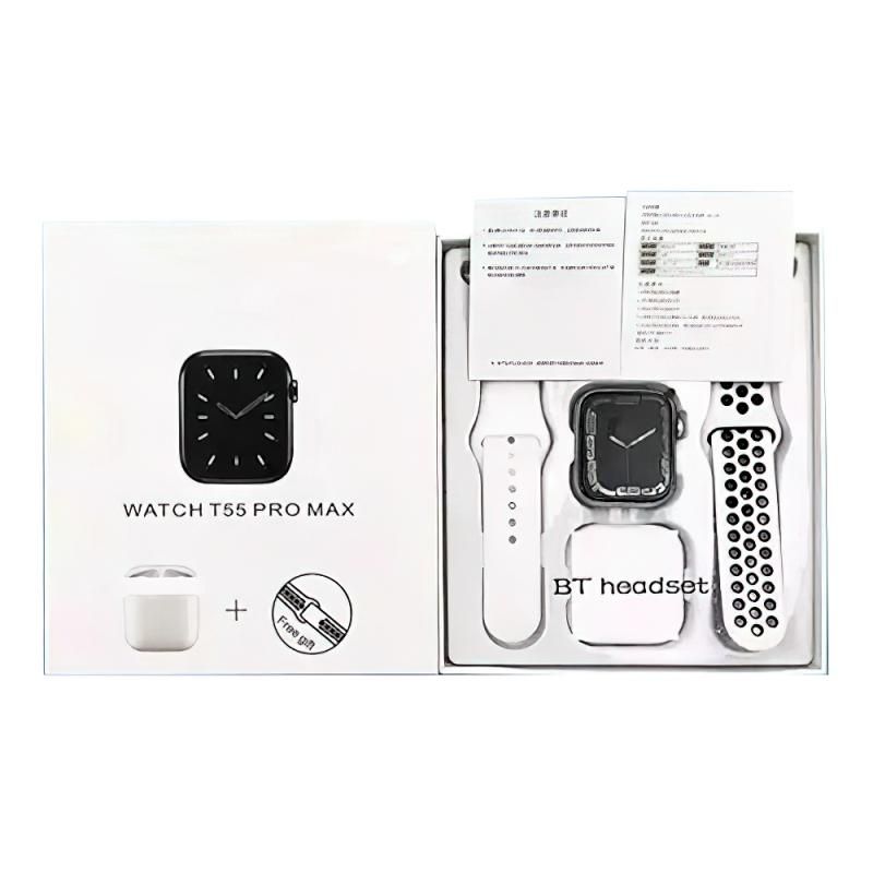 T55 Pro Max 1.71 Inch Smartwatch TWS Earphone 2 In 1 White