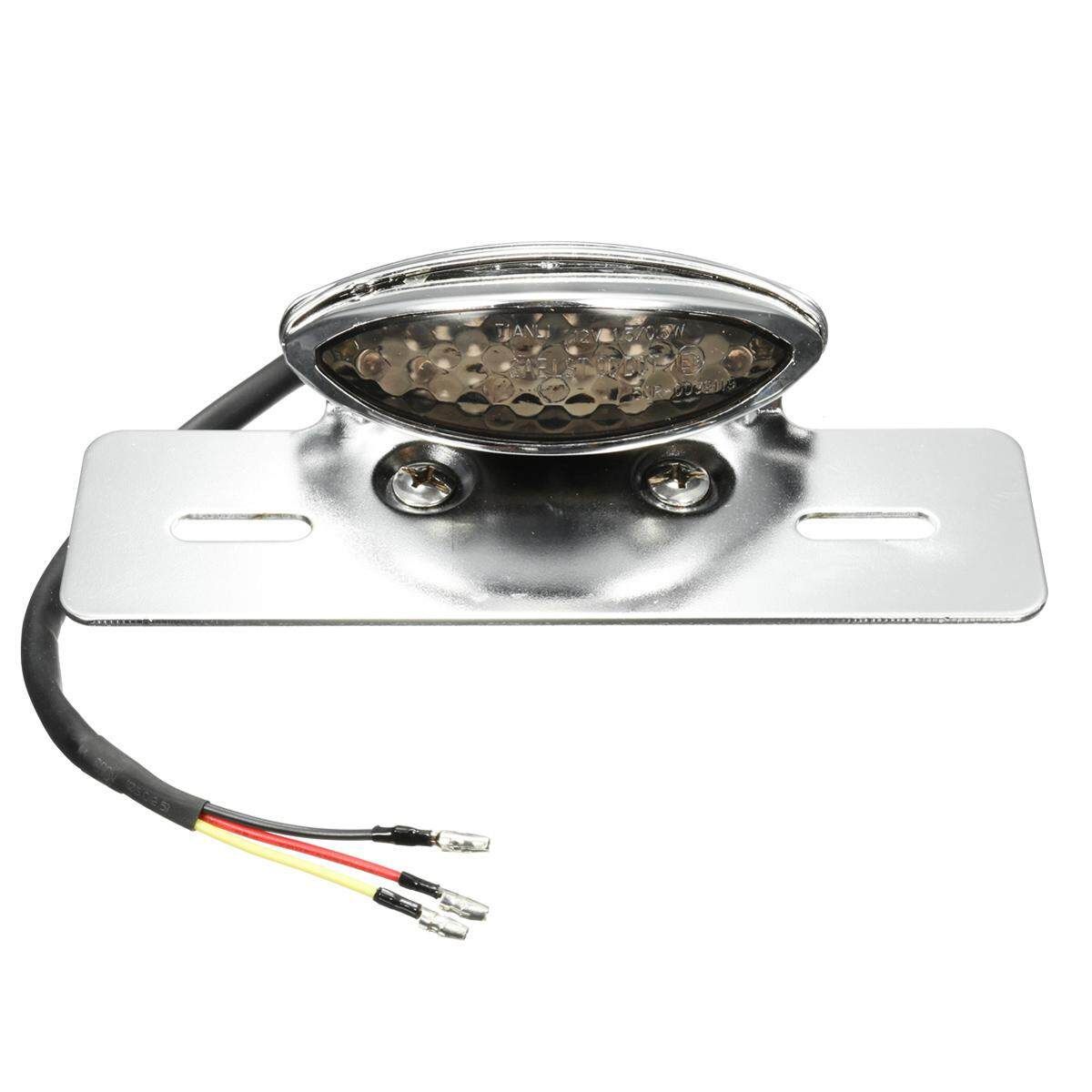 Motorcycle LED Tail Stop Brake Light Lamp Bobber Chopper Cafe Racer Electroplated Smoke Hood