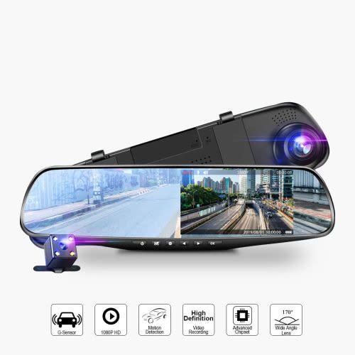 Fhd 1080p Car Dvr Double Lens Car Camera - Rearview Mirror Video Recorder