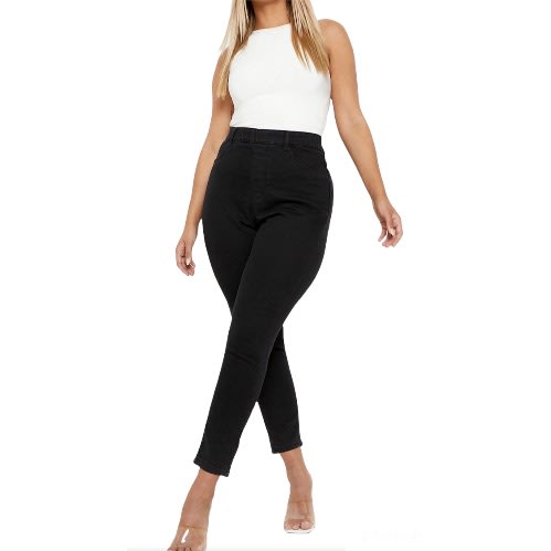 Women High Rise Jeggings- Black