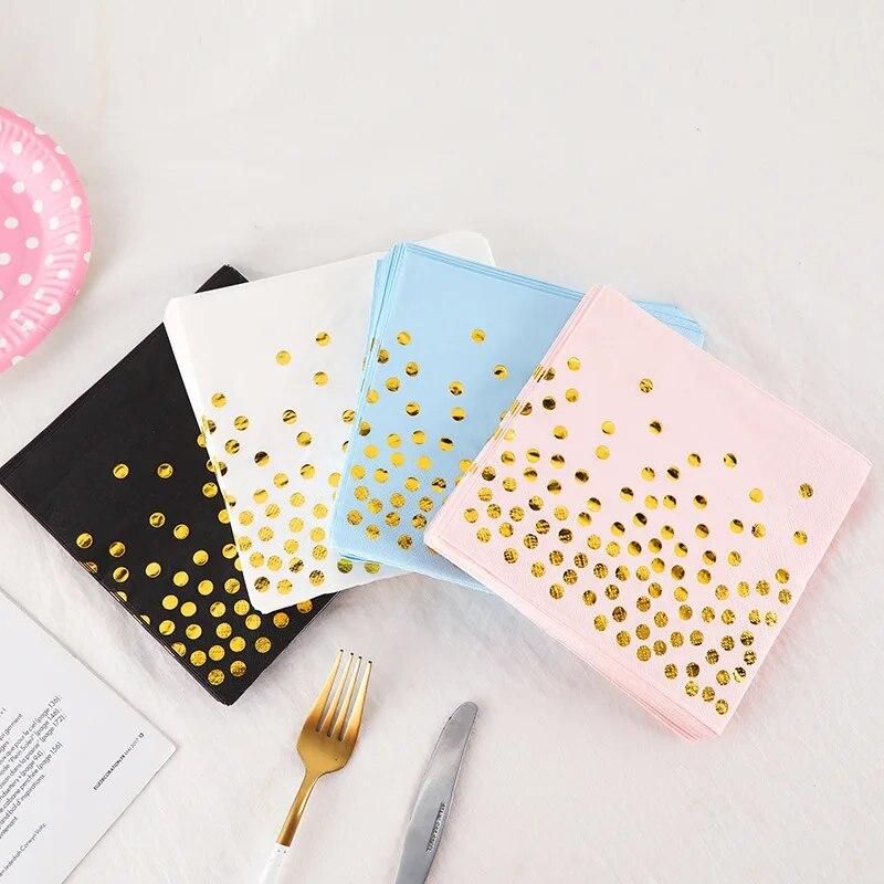 White and Gold Party Supplies Disposable Napkins Gold Dot Paper Napkins for Graduation Wedding Baby Shower Birthday Party Decor