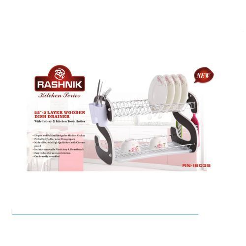 18'' 2 Layer Plate Rack /Dish Drainer -wood And Stainless