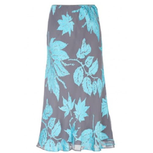 Fern Leaf Devore Skirt - Blue Multicolour