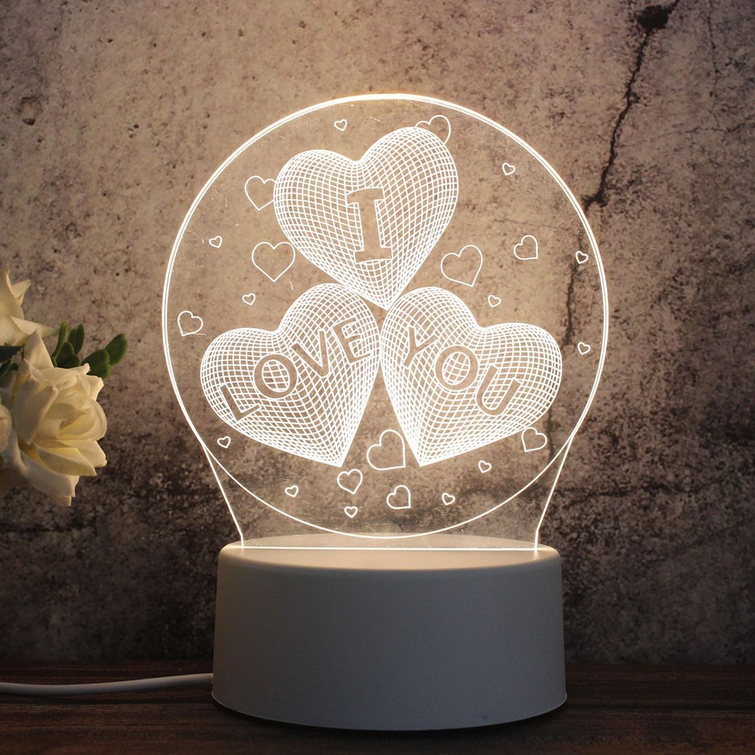 3D Tricolor LED Decorative Night Light, USB Version