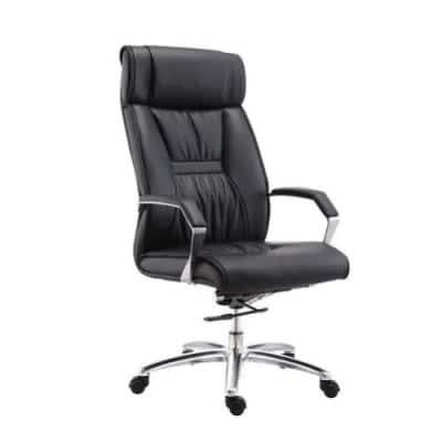 High Back Leather Executive Office Swivel Chair - Black