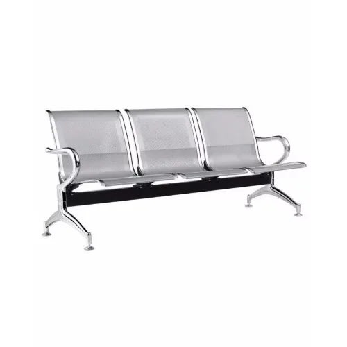 Office Reception Waiting Chair - 3 Seater - Silver