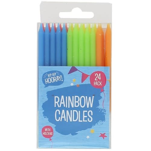 Rainbow Party Candles - Assorted Colors -24Pieces