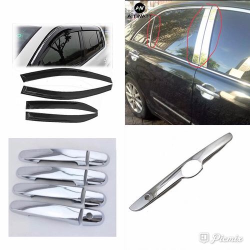 4 In 1 Corolla 2003-2005 Sunshade, Door Pillar, Silver Door Handle Cover, Booth Chrome