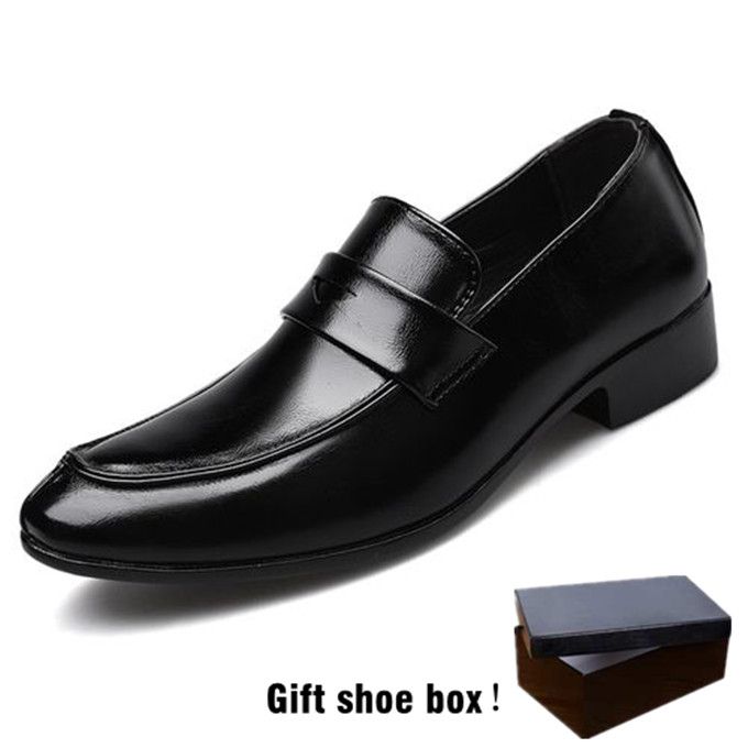 Mens Formal Shoes Slip On Business Footwear Elegant Oxford Shoes-Black