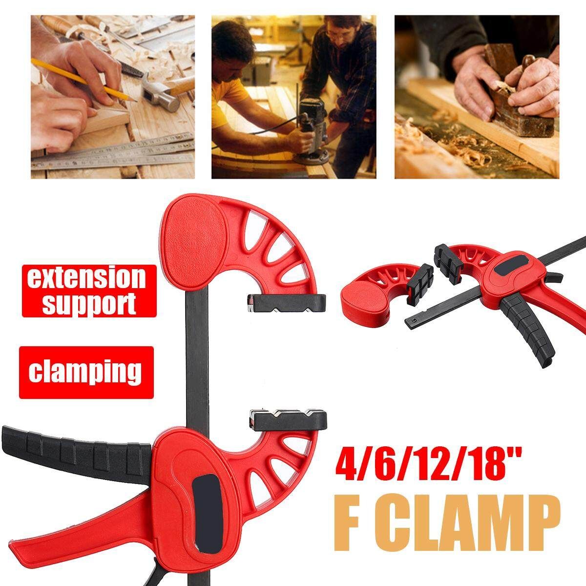 4'' 6'' 12'' 18'' Plastic F Clamp Heavy Duty Quick Release Parallel Wood Tool 4 Inches
