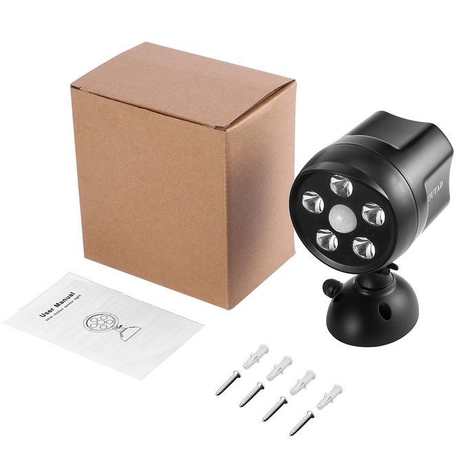 OUTAD 5LED 350Lm Solar PIR Motion Sensor Light Weatherproof Battery Powered Black