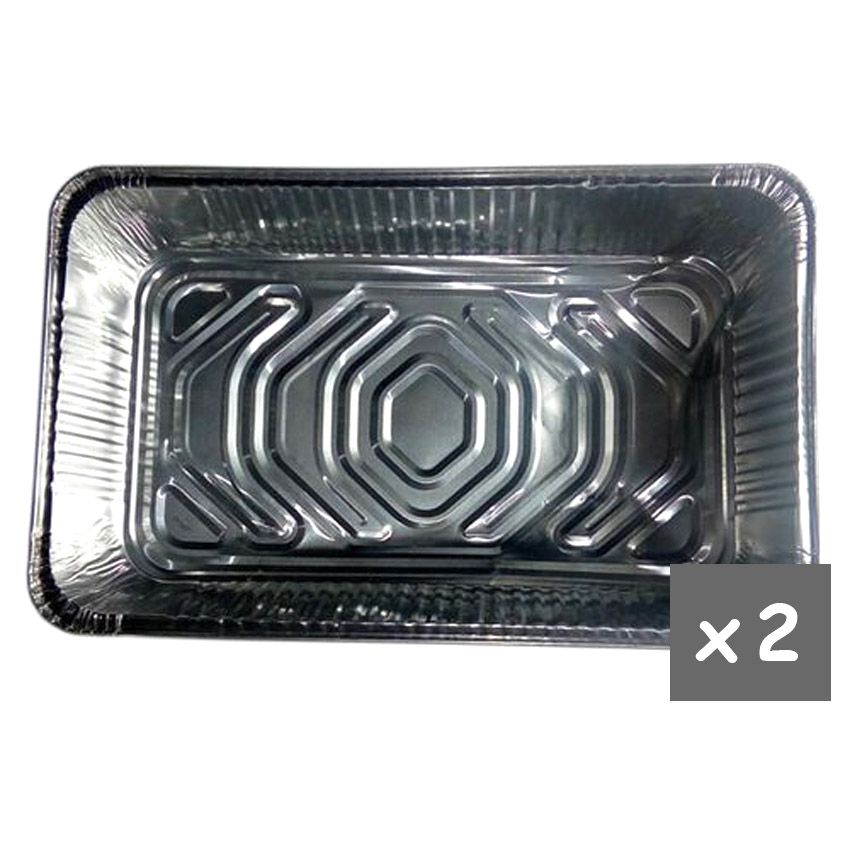 Foil Roaster Pan (32.3X26.3X6.5)Cm Small X2 - Silver