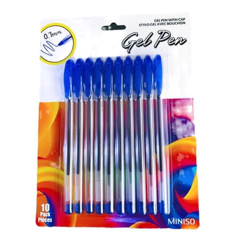 Gel Blue Pen With Cap - 10 Pack