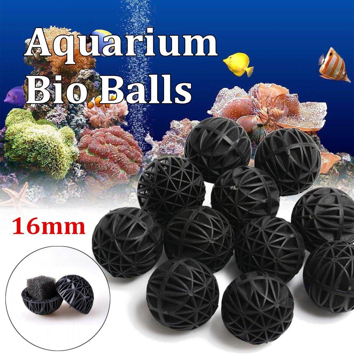 100 Pcs 16mm Aquarium Bio Balls Filter Media Wet/Dry Koi Fish Tank Pond