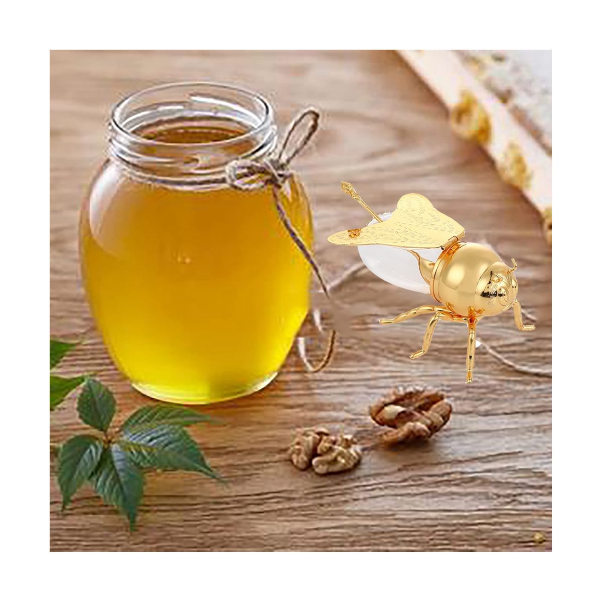 Luxurious Metal Honey Containers with Dipper Honey Storage