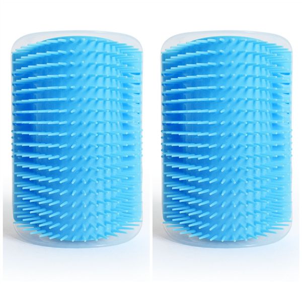 2PCS Cat Massage Brush Self Groomer Wall Corner Cat Rubs The Face Hair Remover With Catnip Tickling Comb Pet Cat Accessories-2pcs Blue