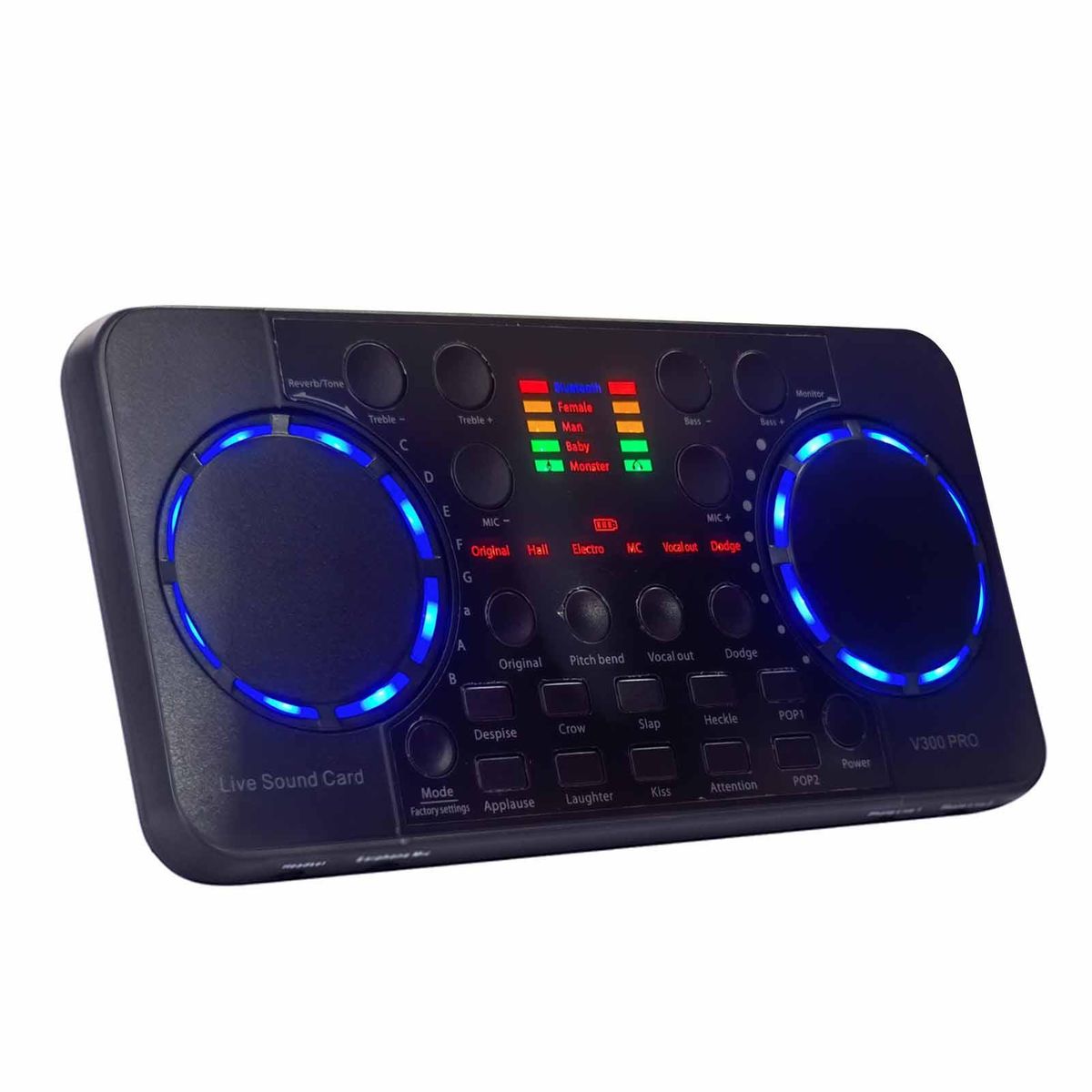 V300 Pro Live Sound Card Multifunctional Rechargeable BT Sound Card for Singing/Live Broadcasting/ Recording Voice and Music Compatible with Computer and Smart Phone