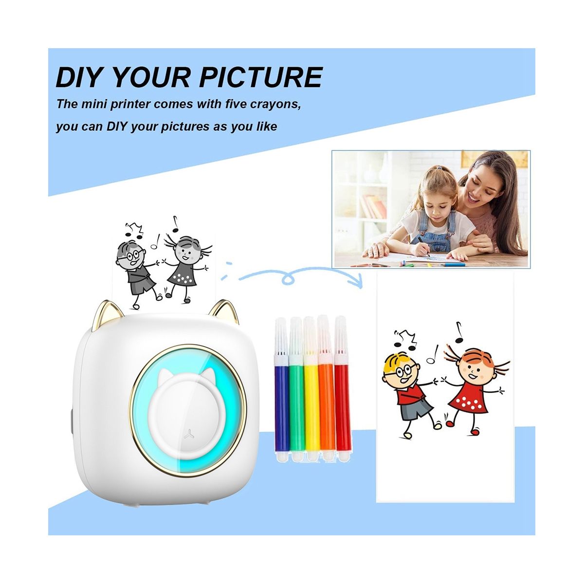 Mini Thermal Label Printer Smart Portable Photo Printer